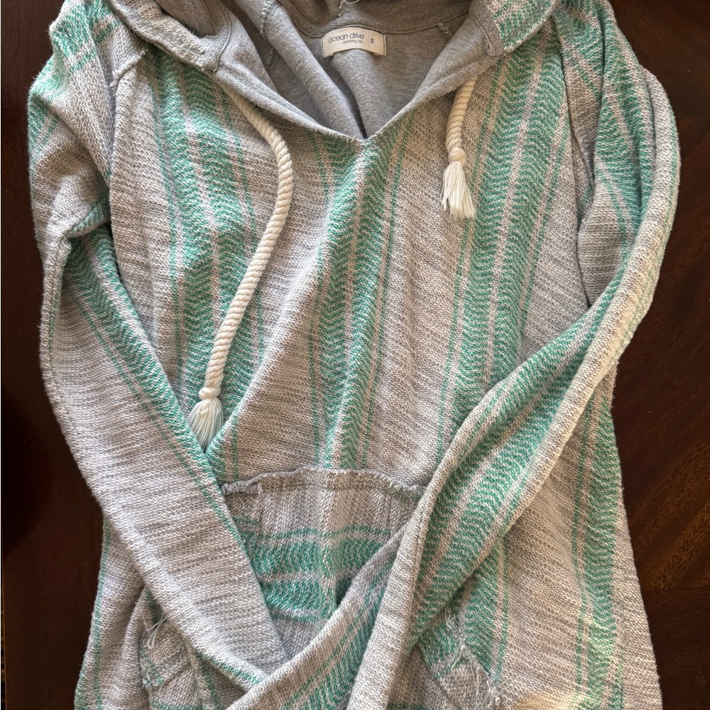 Ocean Drive Gray and Green Hoodie